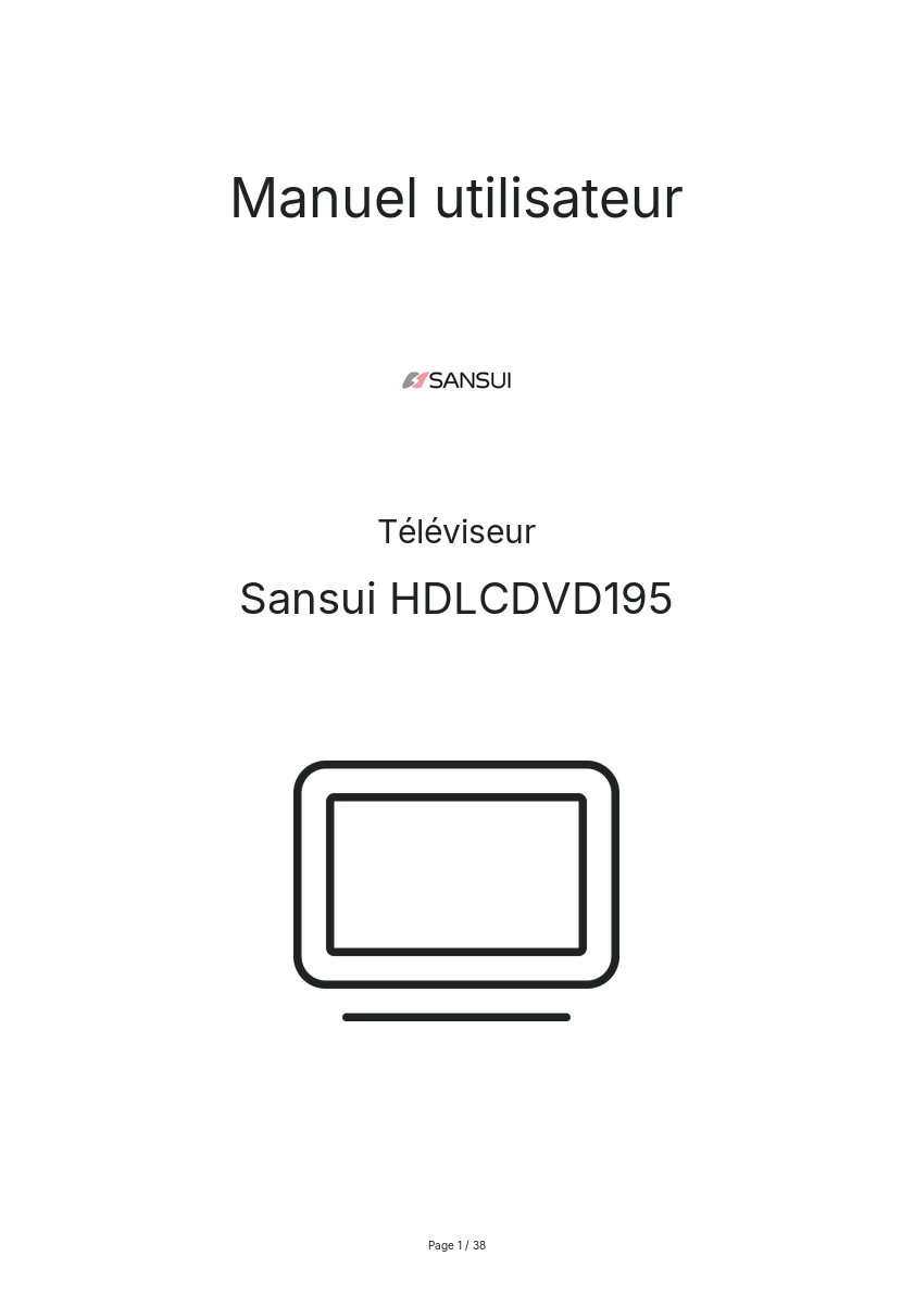 Page n°1 - Manuel utilisateur Sansui HDLCDVD195
