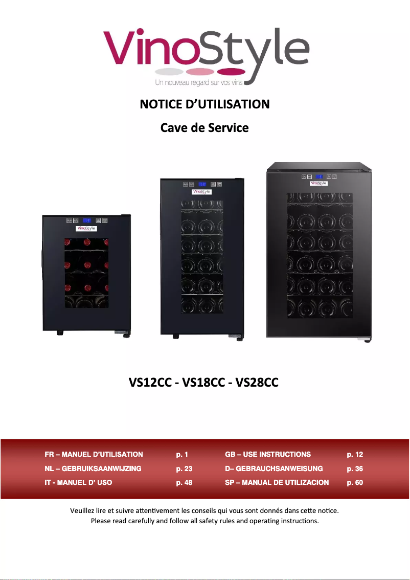 Page n°1 - Manuel utilisateur Vinostyle VS28CC