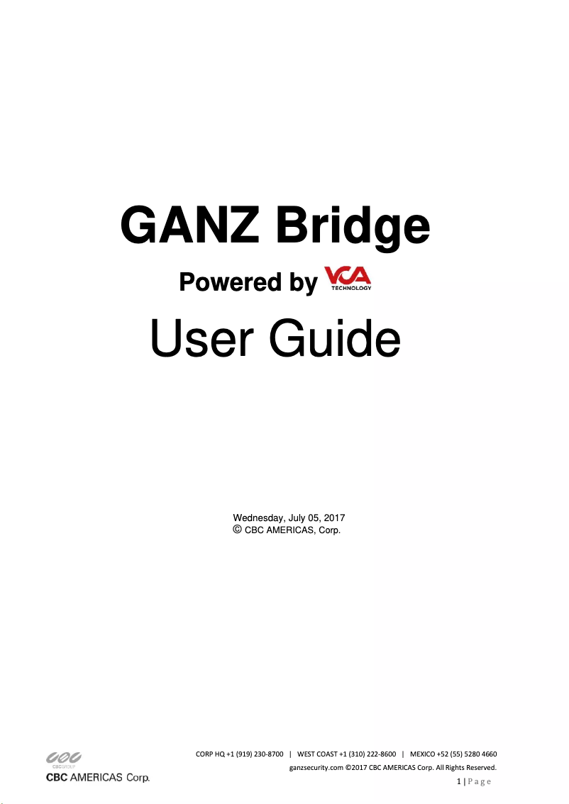 Página 1 del manual Manual de usuario Ganz ZN1A-BP3500