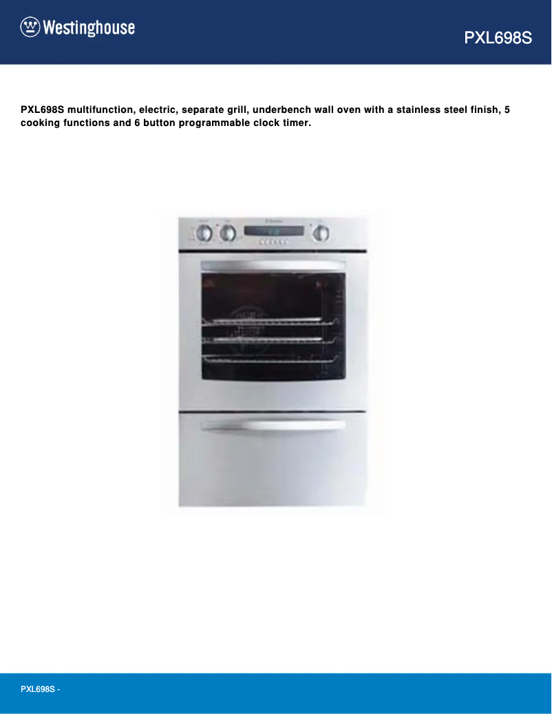 Page n°1 - Fiche technique Westinghouse PXL698S