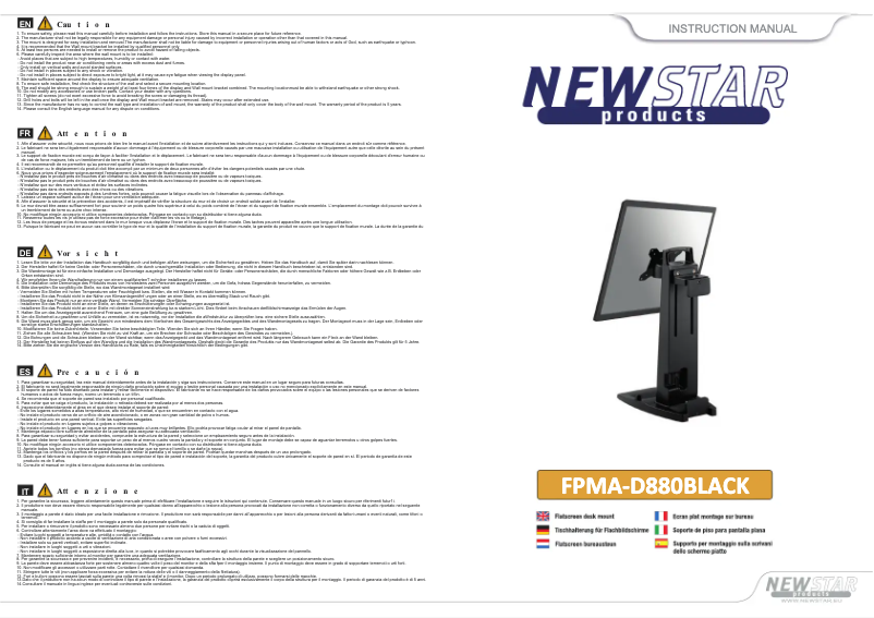 Page 1 de la notice Manuel utilisateur Newstar FPMA-D880