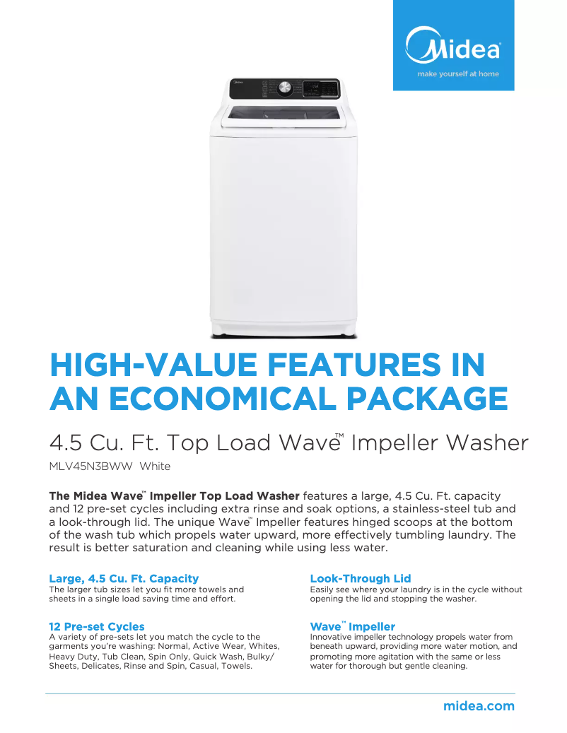 Página 1 del manual Ficha técnica Midea MLV45N3BMG