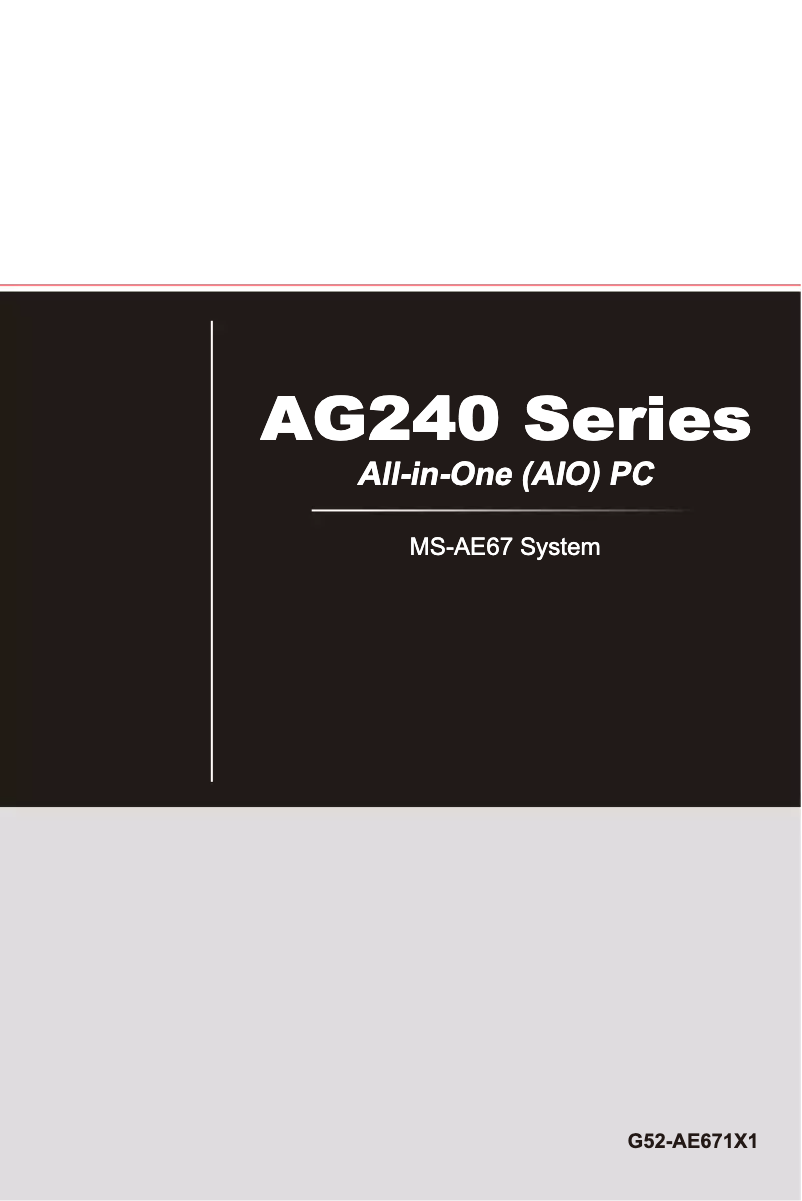 Page n°1 - Manuel utilisateur MSI AG240 2PE