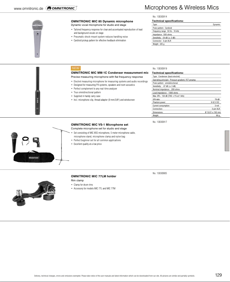 Page n°1 - Catalogue Omnitronic MIC MM-1C