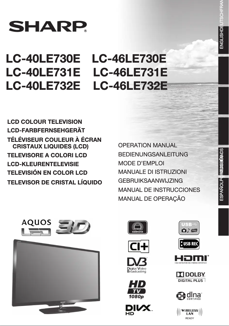 Image de la première page du manuel de l'appareil Aquos LC-46LE730E 3D