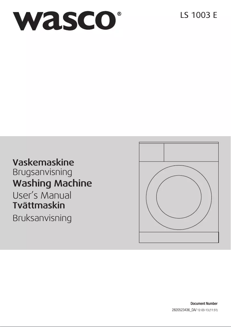 Page 1 de la notice Manuel utilisateur Wasco LS 1003 E