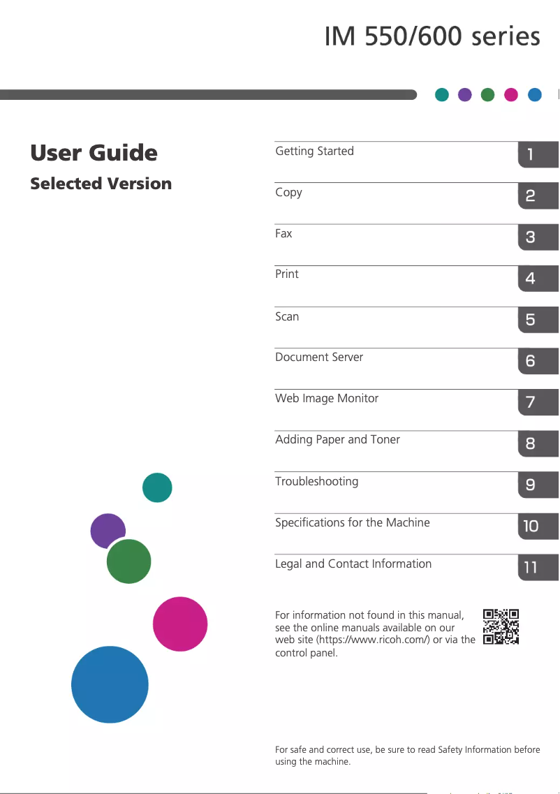 Page n°1 - Manuel utilisateur Ricoh IM 550F