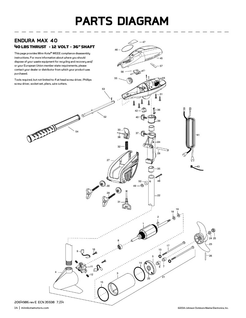 Page 1 de la notice Manuel utilisateur Minn Kota Endura Max 40
