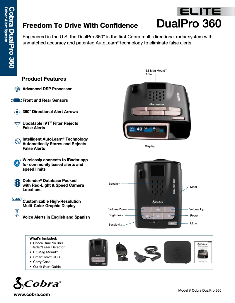 Página 1 del manual Ficha técnica Cobra DUALPRO 360°