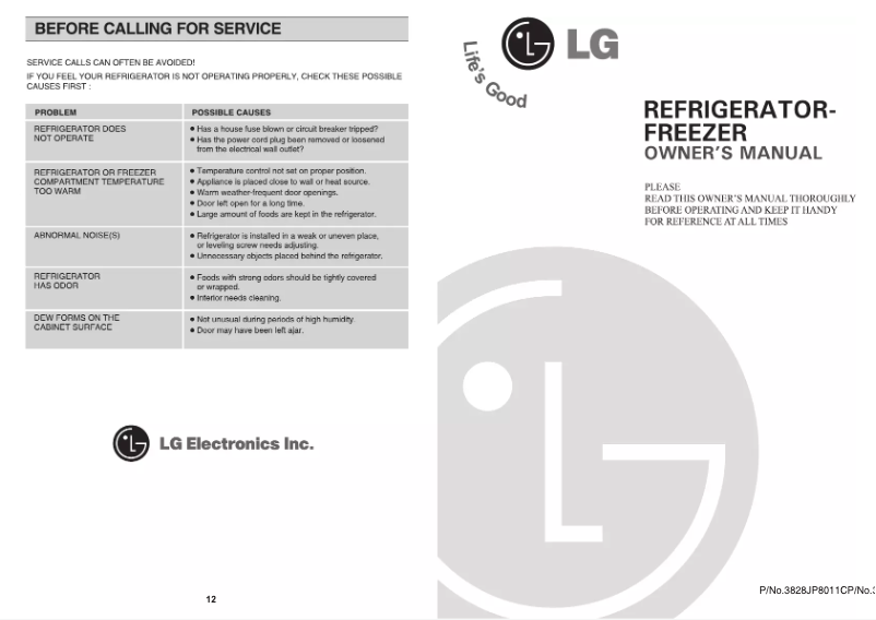 Page 1 de la notice Manuel utilisateur LG GN-234CW