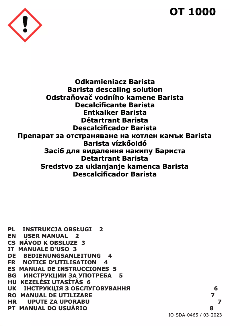 Image de la première page du manuel de l'appareil OT 1000