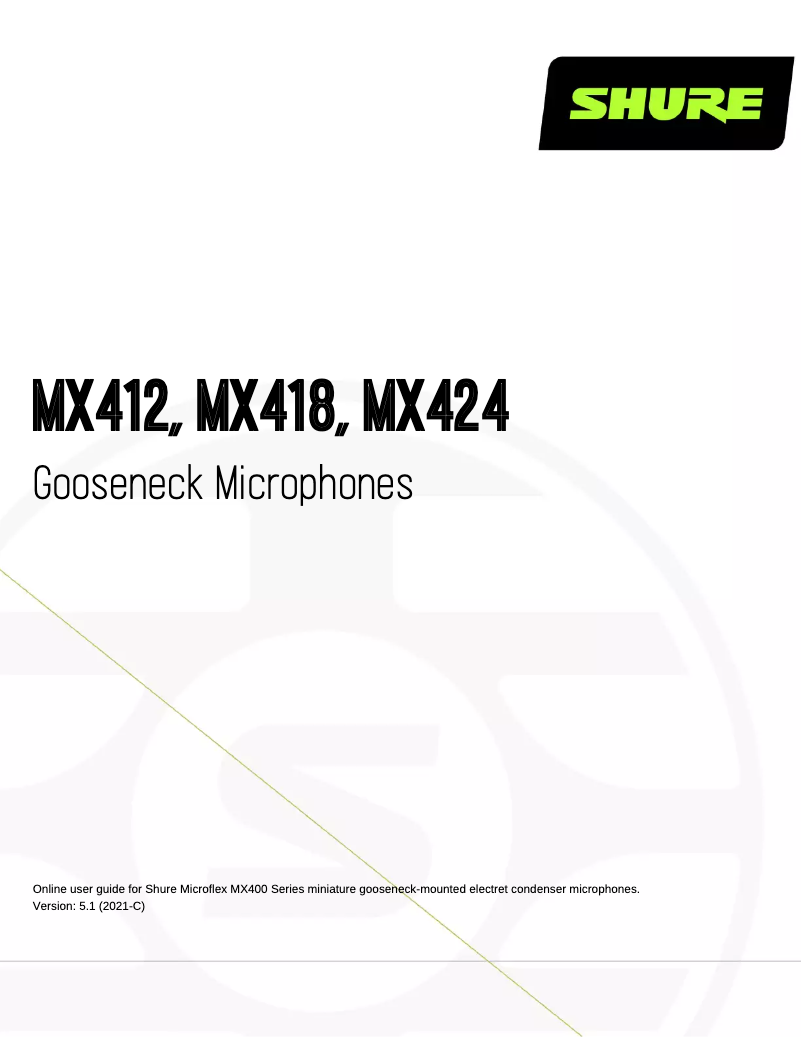 Page 1 de la notice Manuel utilisateur Shure MX424