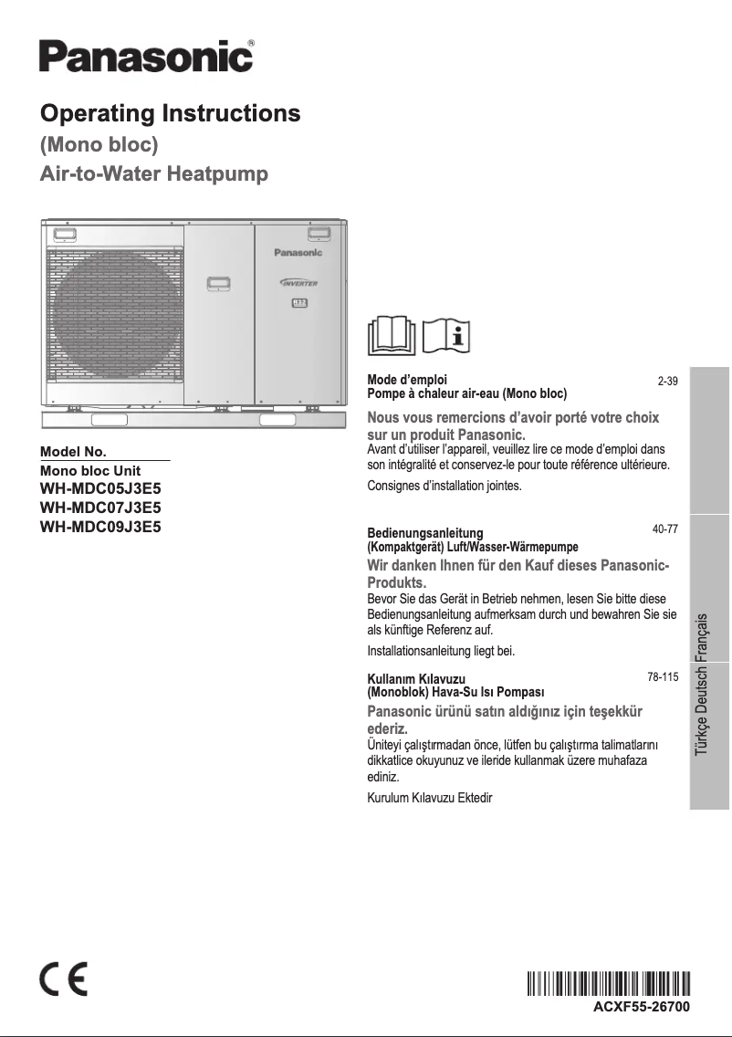 Image de la première page du manuel de l'appareil WH-MDC09J3E5