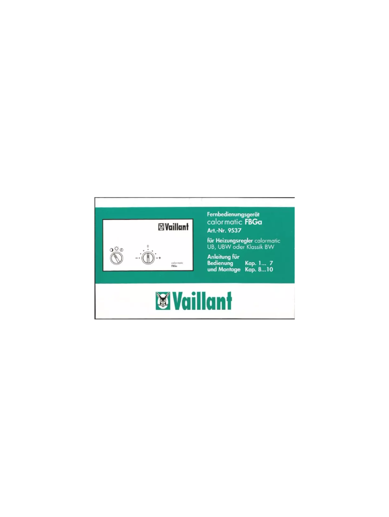 Page 1 de la notice Manuel utilisateur Vaillant CalorMATIC FBGa 9537