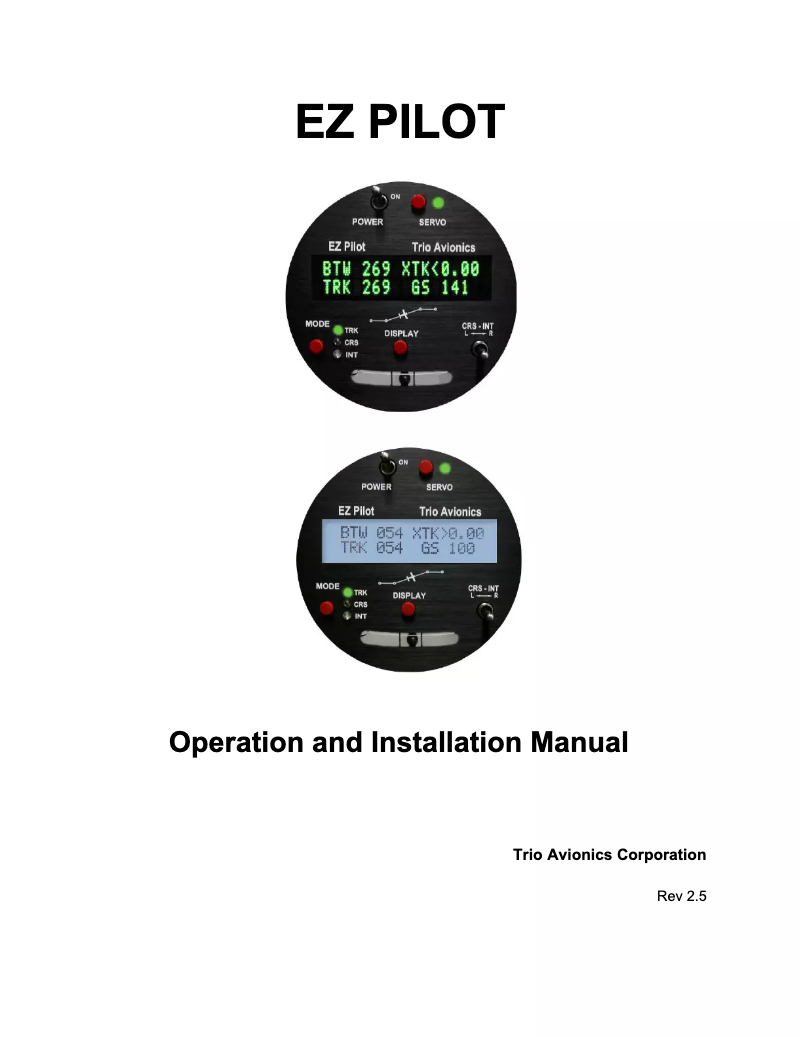 Page 1 de la notice Manuel utilisateur Trio Avionics EZ-PILOT