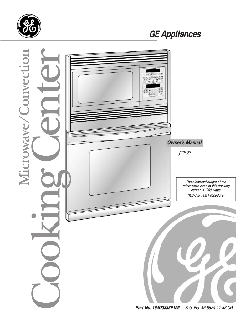 Page 1 de la notice Manuel d'utilisation et d'entretien GE Profile JTP95WAWW