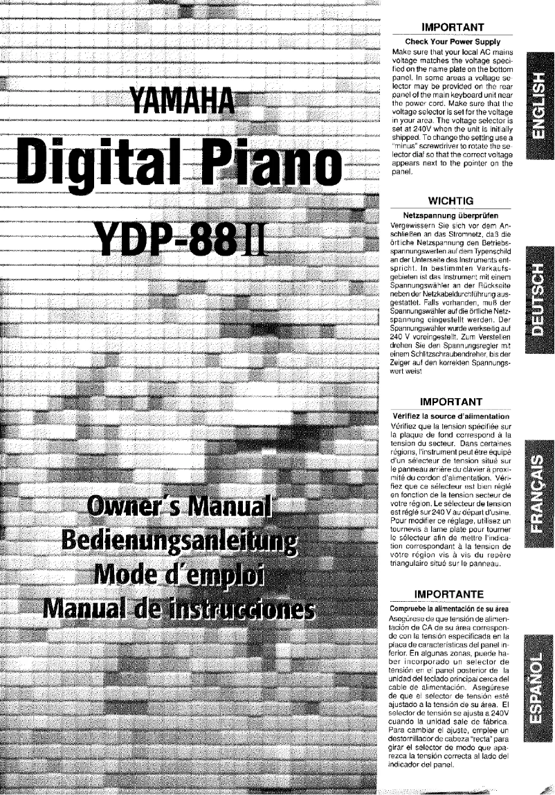 Page 1 de la notice Manuel utilisateur Yamaha YDP-88II