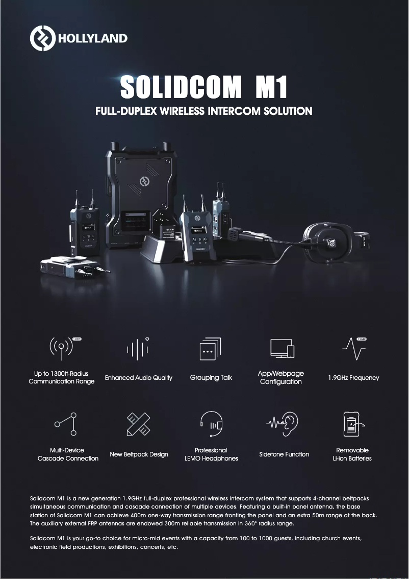 Page 1 de la notice Brochure Hollyland Solidcom M1