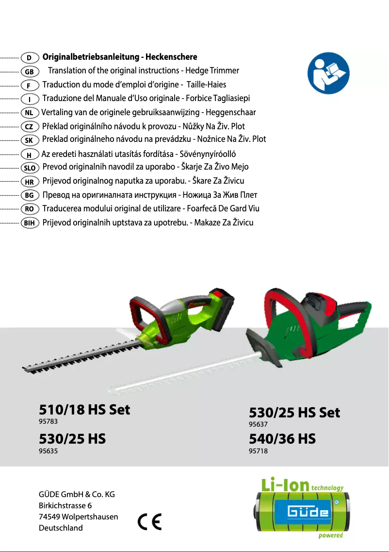Page n°1 - Manuel utilisateur Güde 530/25 HS Set