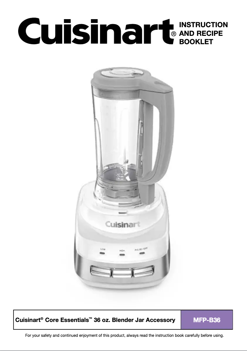 Page 1 de la notice Manuel utilisateur Cuisinart Core Essentials MFP-B36