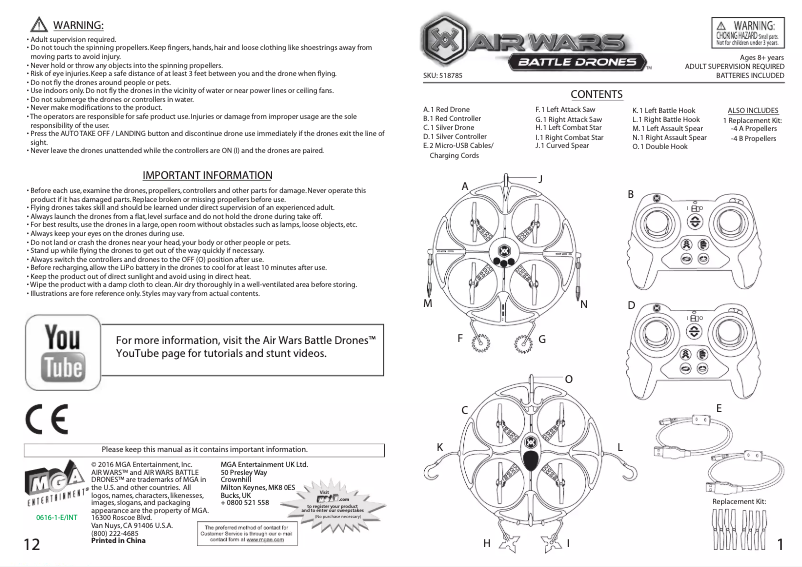 Page 1 de la notice Manuel utilisateur Air Wars Battle Drones