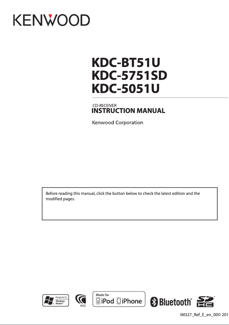 Image de la première page du manuel de l'appareil KDC-5051U