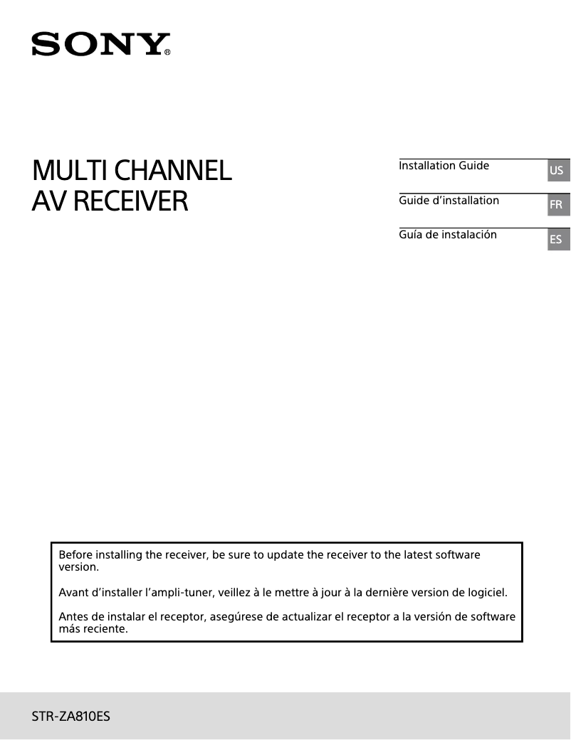 Image de la première page du manuel de l'appareil STR-ZA810ES