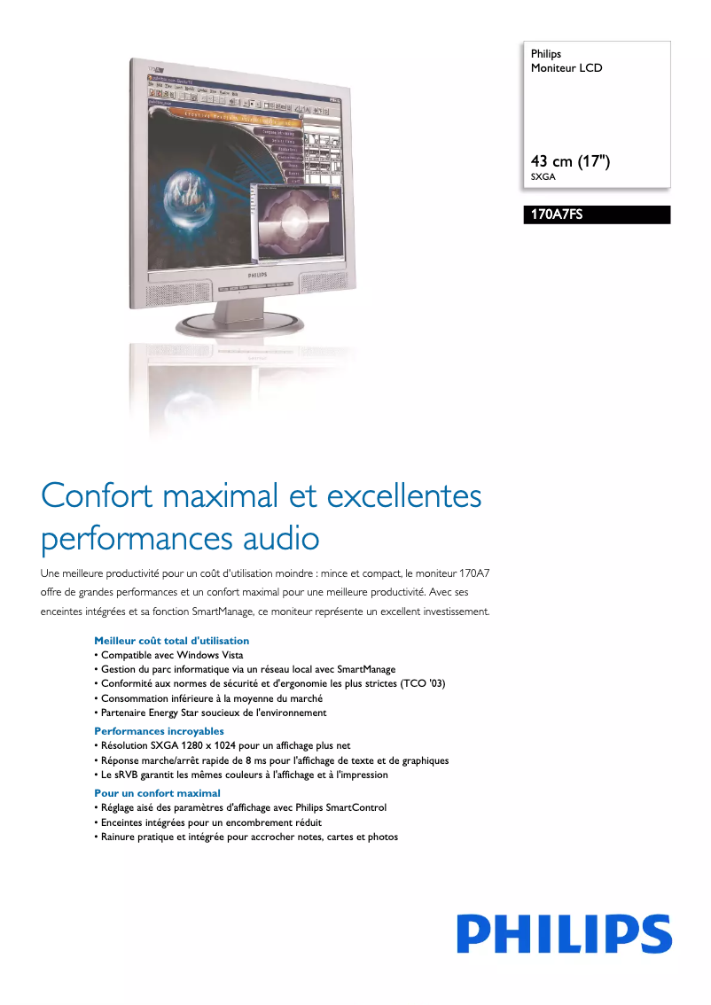 Página 1 del manual Ficha técnica Philips 170A7FS