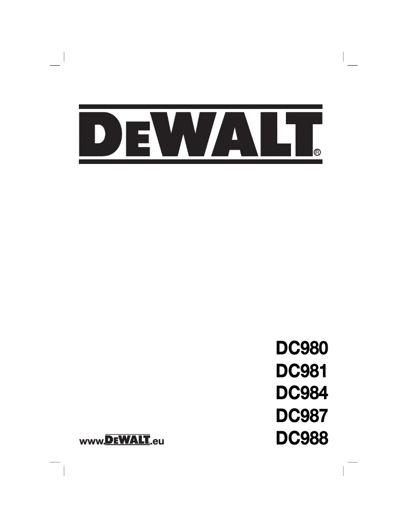Page n°1 - Manuel utilisateur DeWalt DC981
