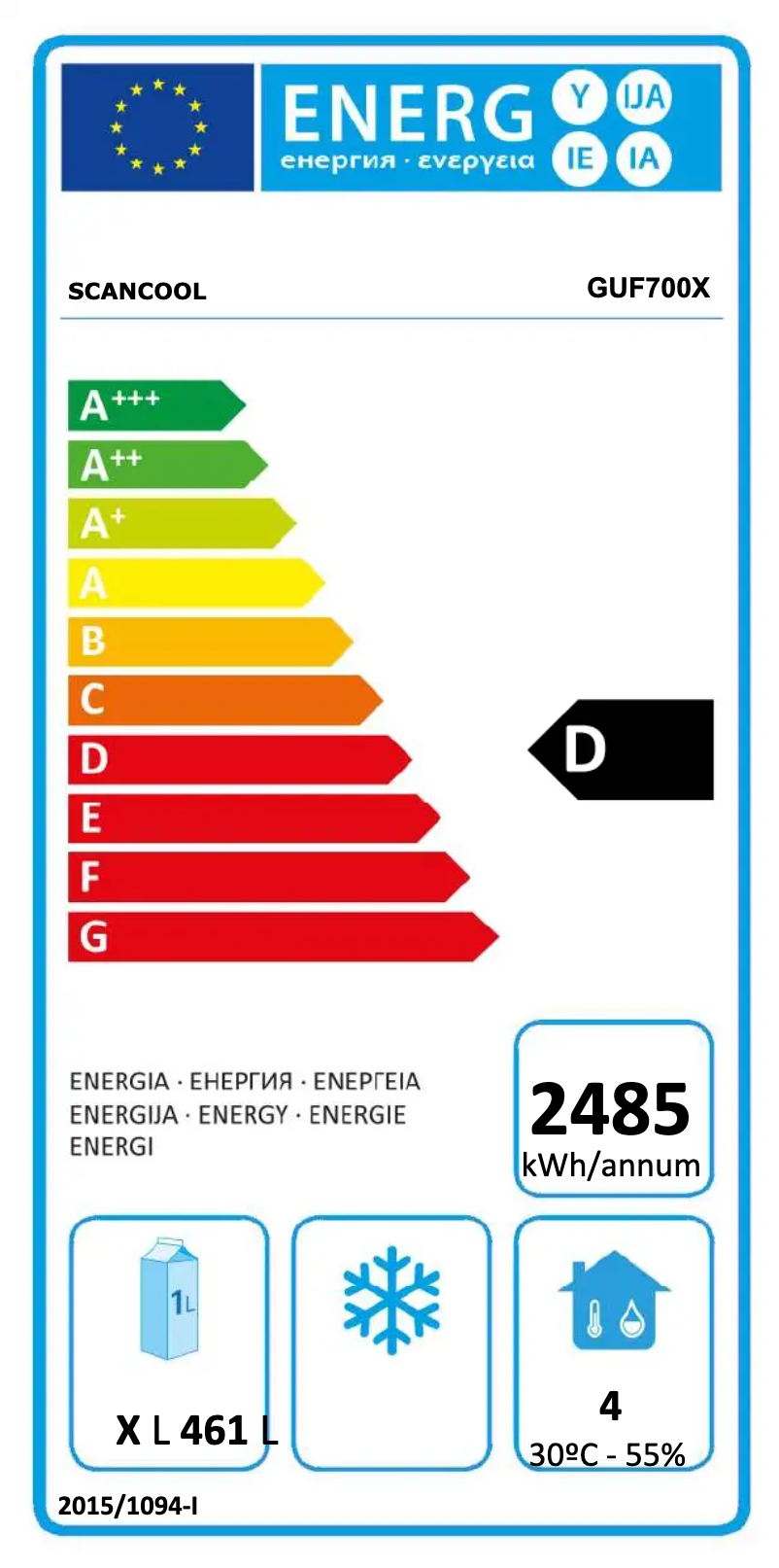 Page n°1 - Label énergétique Scancool GUF700X
