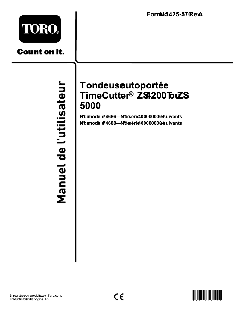 Image de la première page du manuel de l'appareil TimeCutter ZS 5000