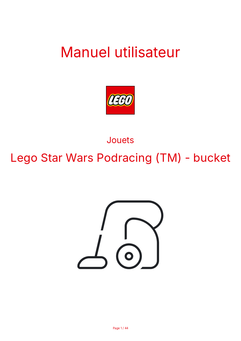 Image de la première page du manuel de l'appareil Star Wars Podracing (TM) - bucket