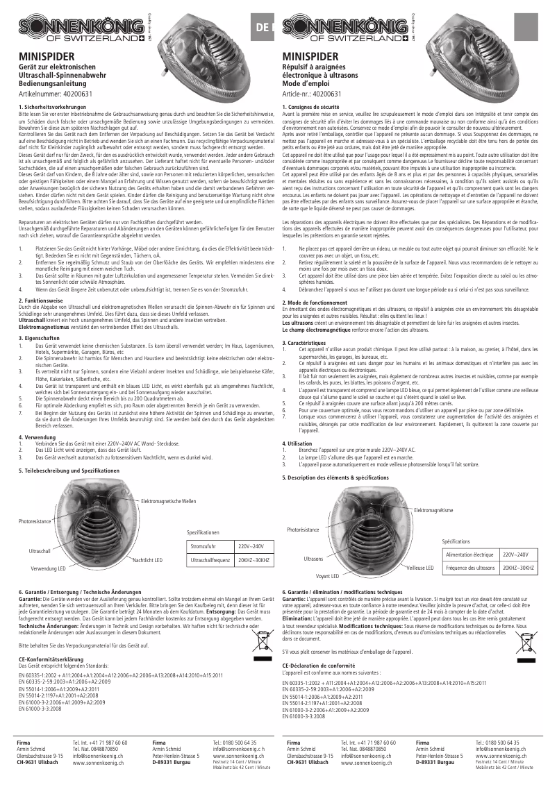 Imagen de la primera página del manual del dispositivo Mini Spider 40200631