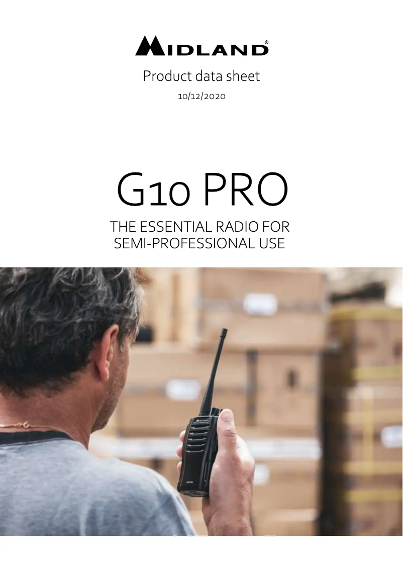 Page 1 de la notice Fiche technique Midland G10 Pro
