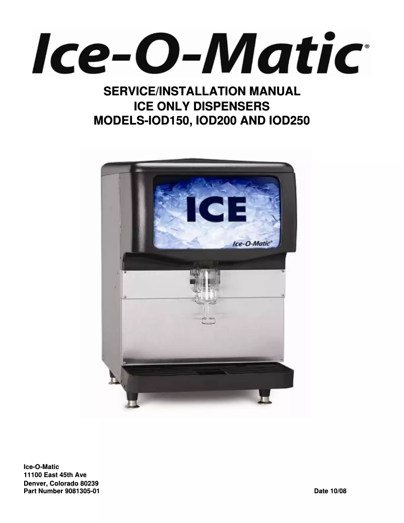 Page 1 de la notice Guide d'installation Ice-O-Matic IOD150