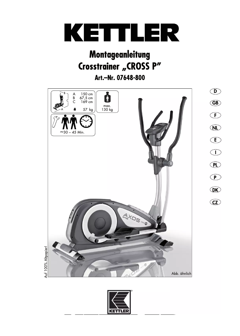 Page 1 de la notice Manuel utilisateur Kettler Axos Cross P