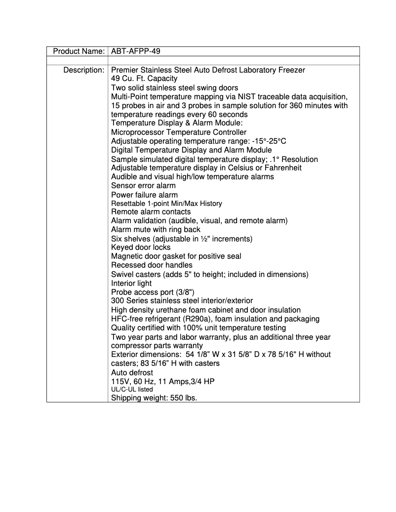 Page n°1 - Manuel utilisateur American BioTech Supply ABT-AFPP-49