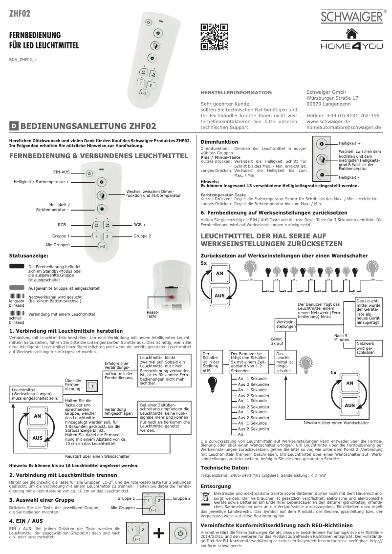 Page n°1 - Manuel utilisateur Schwaiger ZHF02