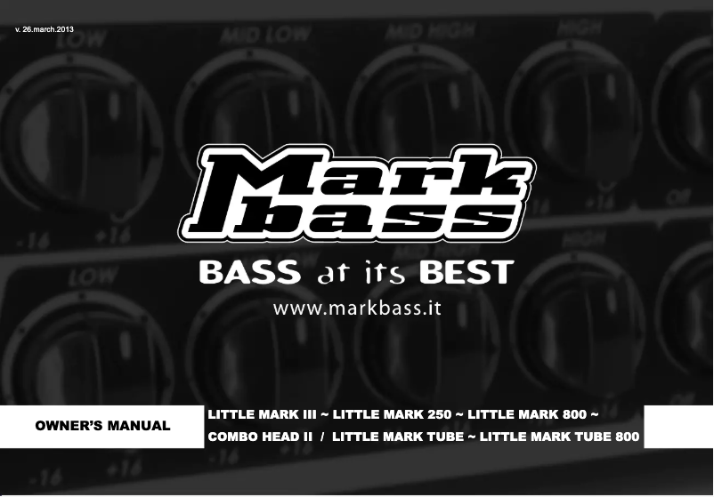 Page n°1 - Manuel utilisateur Markbass Little Mark Tube 800