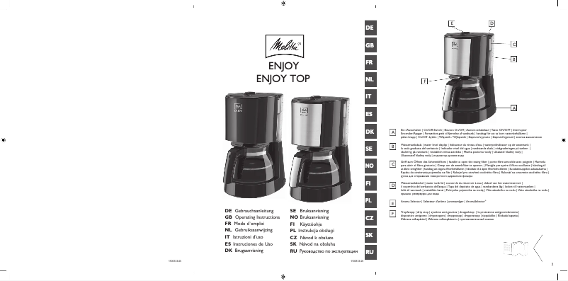 Page n°1 - Manuel utilisateur Melitta Enjoy Top II