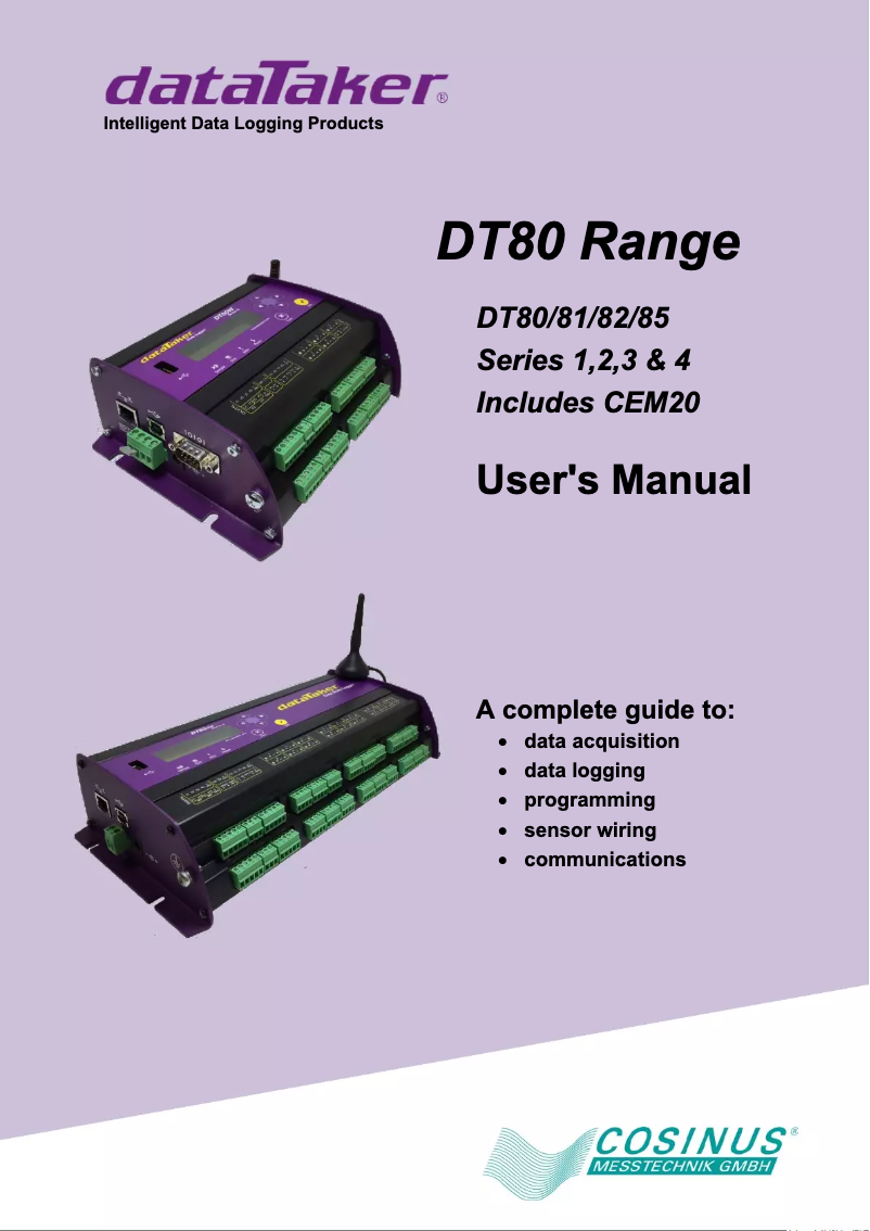 Page n°1 - Manuel utilisateur Datataker DT-82E