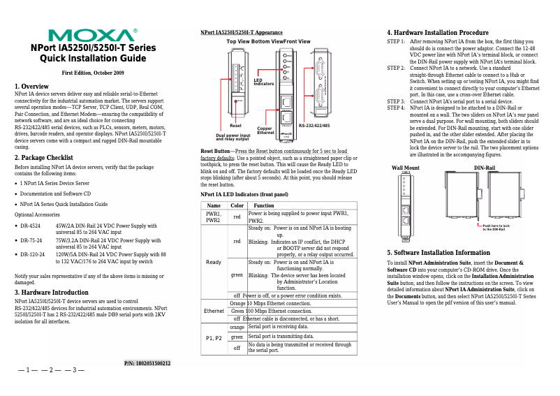 Page 1 de la notice Manuel utilisateur Moxa NPort IA-5250I