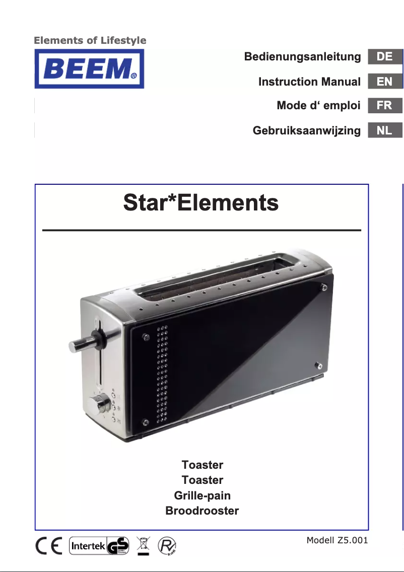 Page n°1 - Manuel utilisateur BEEM Star*Elements Z5.001