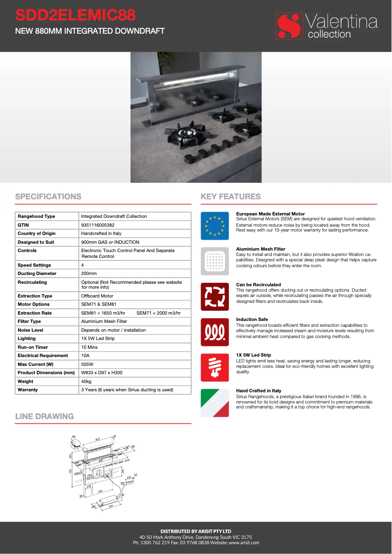 Página 1 del manual Ficha técnica Sirius SDD2ELEMIC88