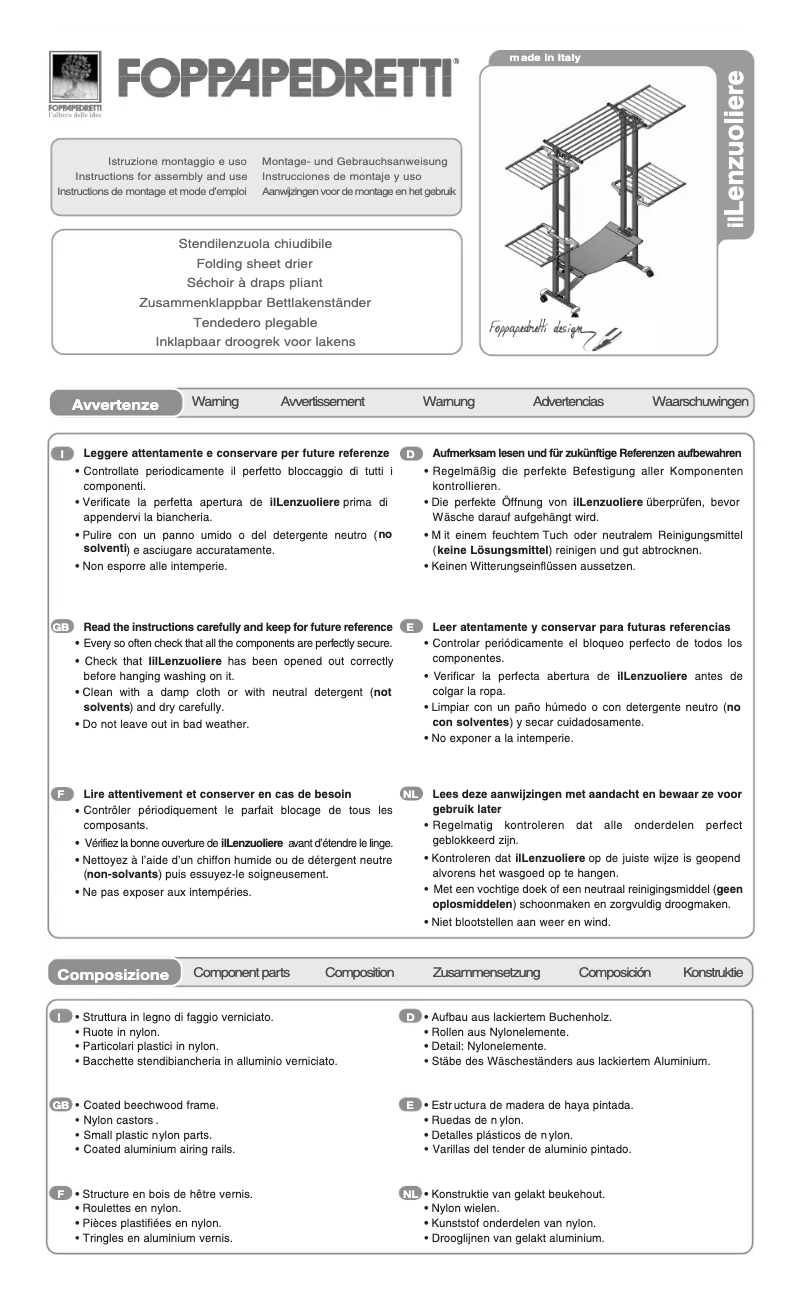 Image de la première page du manuel de l'appareil ilLenzuoliere