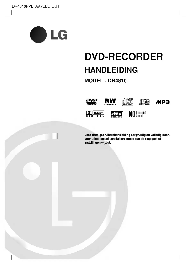 Page n°1 - Manuel utilisateur LG DR4810