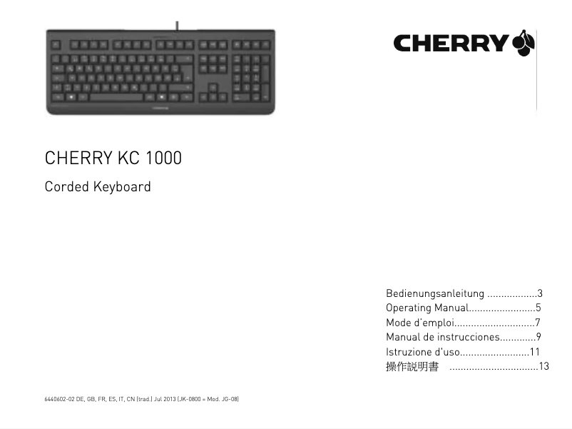 Page n°1 - Manuel utilisateur Cherry KC 1000