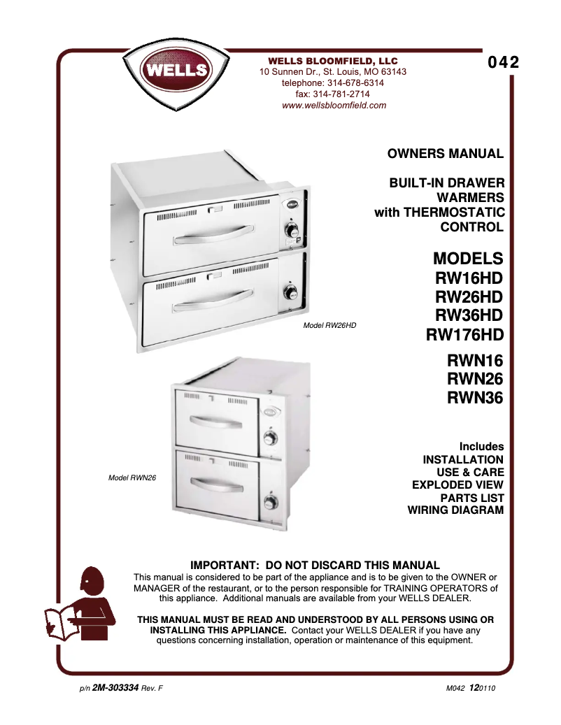 Page 1 de la notice Manuel utilisateur Wells RW36HD