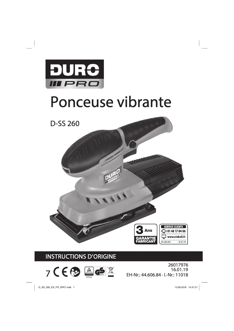 Page n°1 - Manuel utilisateur DURO PRO D-SS 260