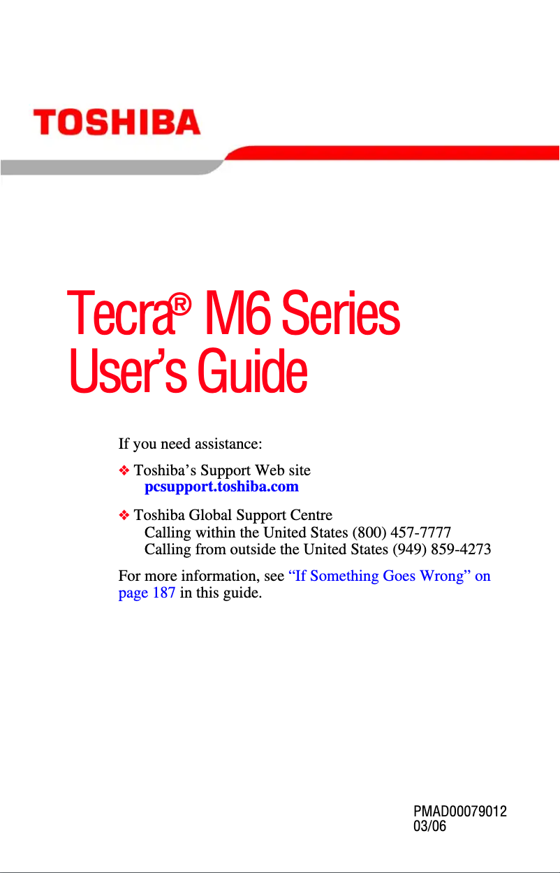 Page n°1 - Manuel utilisateur Toshiba Tecra M6